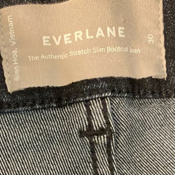 Everlane Size 30 Authentic Stretch Slim Bootcut Denim Jeans 27" Inseam Cropped - Picture 5 of 6